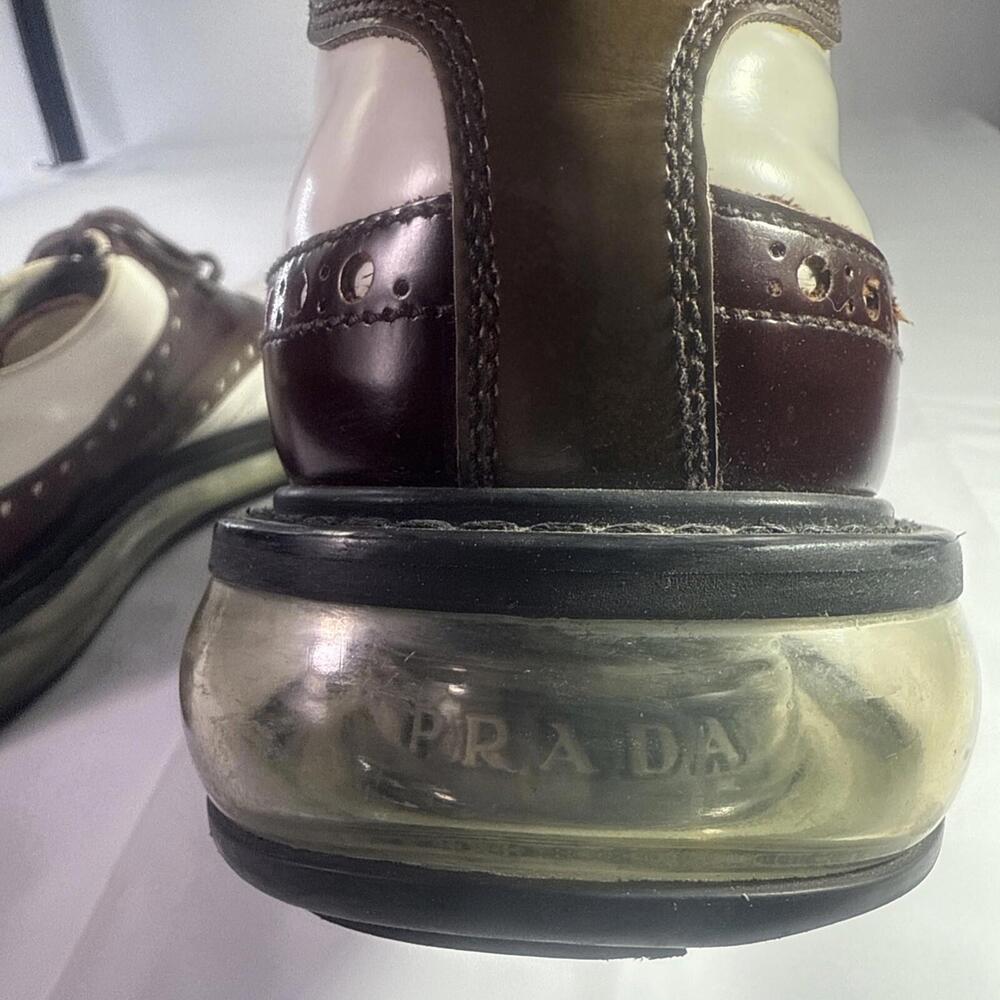 Prada White & Burgundy Men’s Perforated leather Lace-up Sui Generis Design 9.5EE - Picture 5 of 9